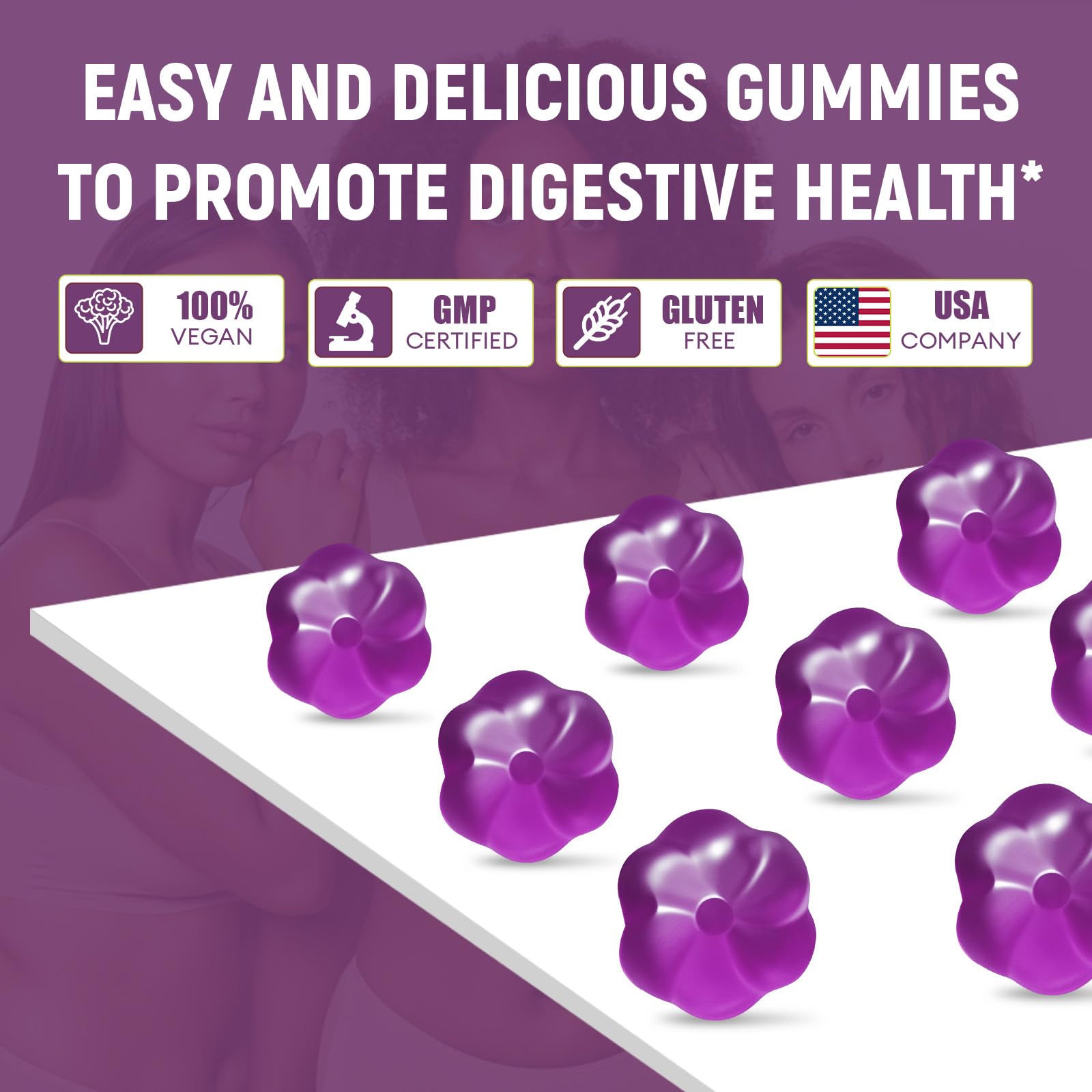 Vegan, sugar-free Migcopat fiber gummies ingredients