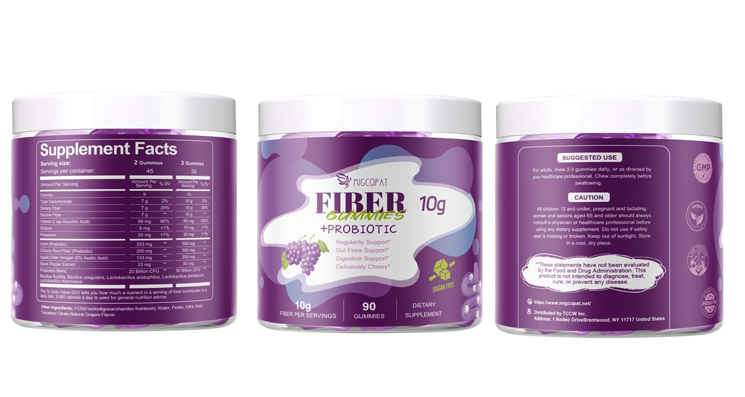 Serving suggestion: Migcopat gummies next to a glass of water