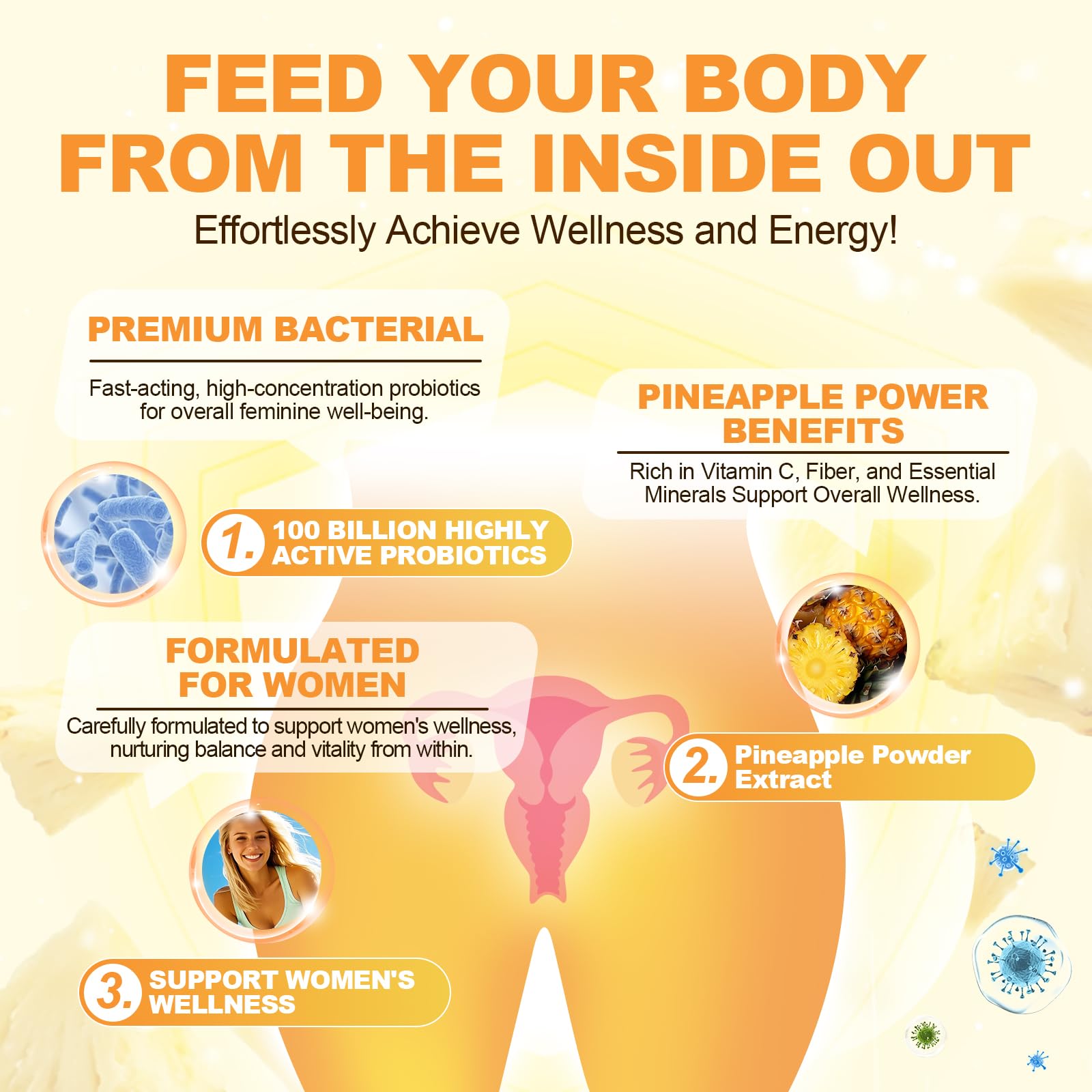 Label showing ingredients and probiotic blend