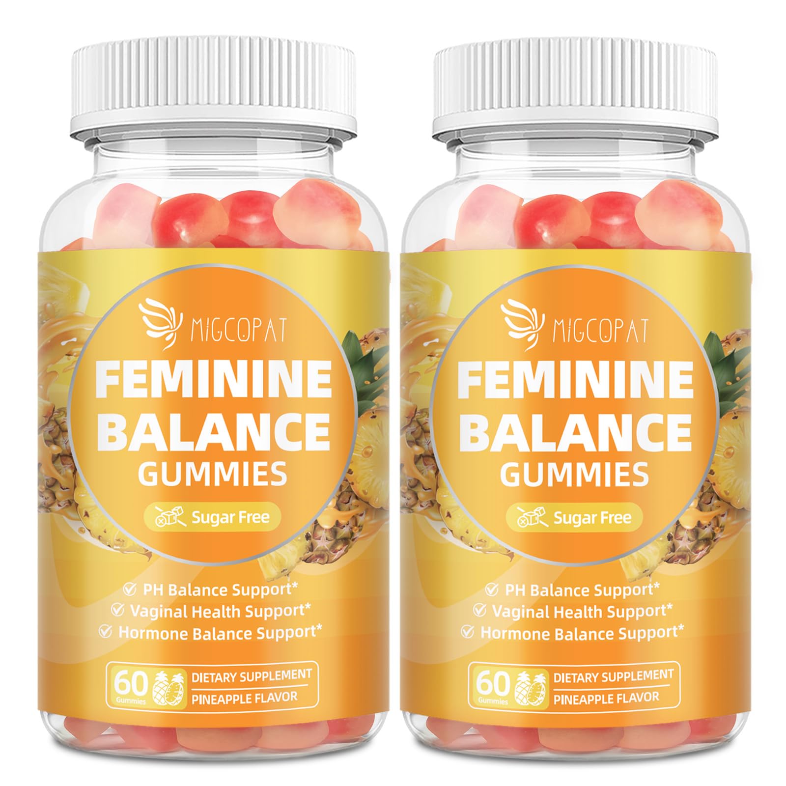 Front view of Migcopat Premium Feminine Balance Gummies 2-pack