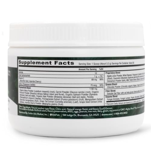 Mighty Maca Mango bottle side view with label