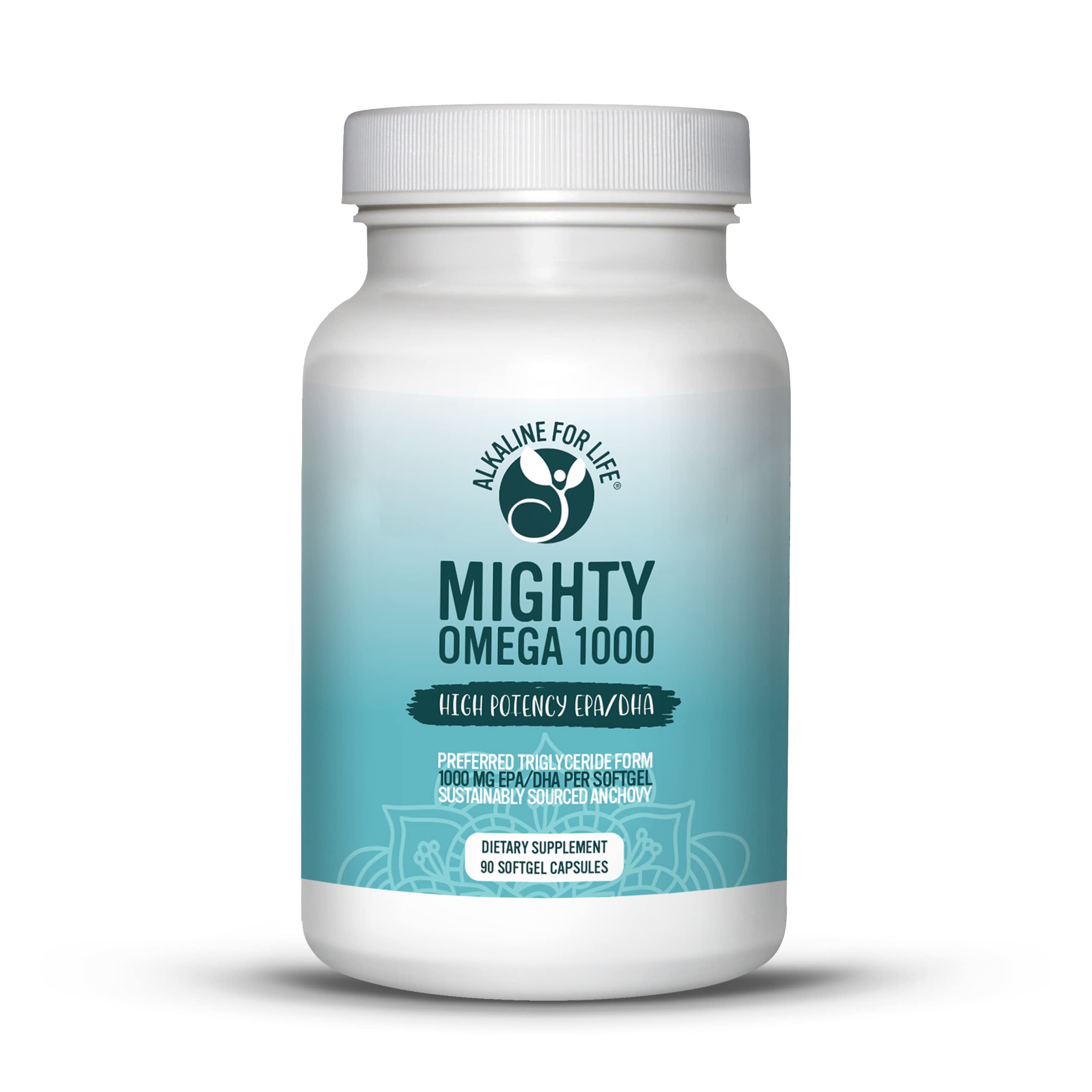 Mighty Omega 1000 bottle and capsules