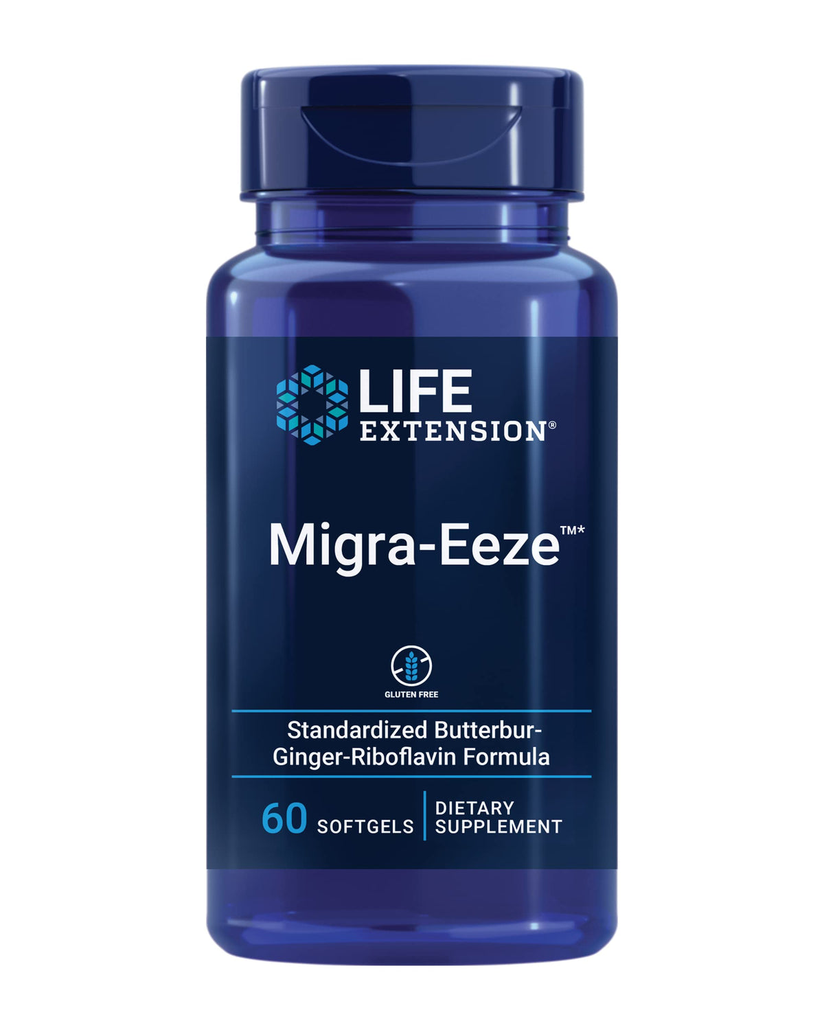 Migra-Eeze bottle showing butterbur root extract.