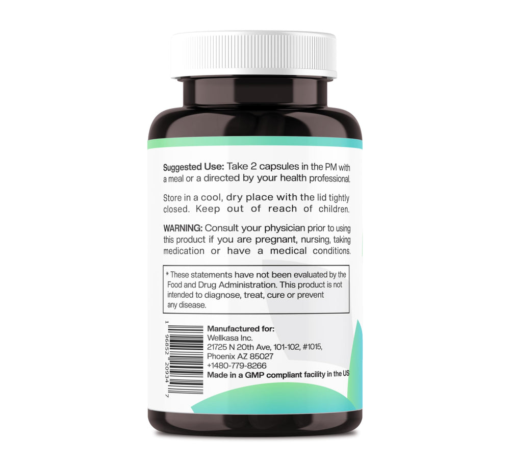 Close-up of key ingredients: magnesium bisglycinate, riboflavin, PharmaGABA, melatonin