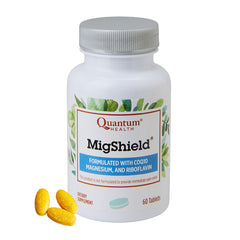 MigShield bottle showing front label with 60 tablets