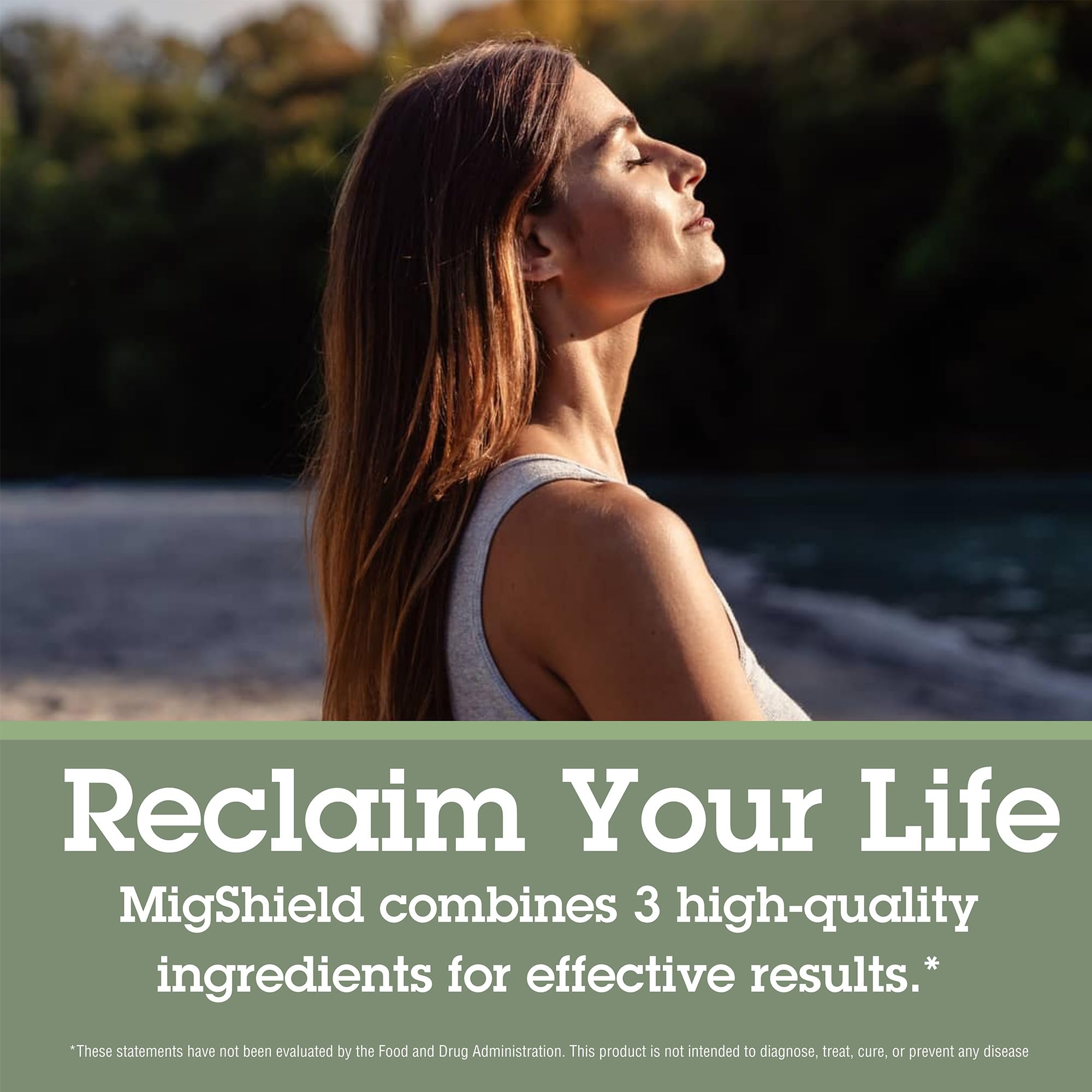 Close up of MigShield ingredients magnesium riboflavin and CoQ10