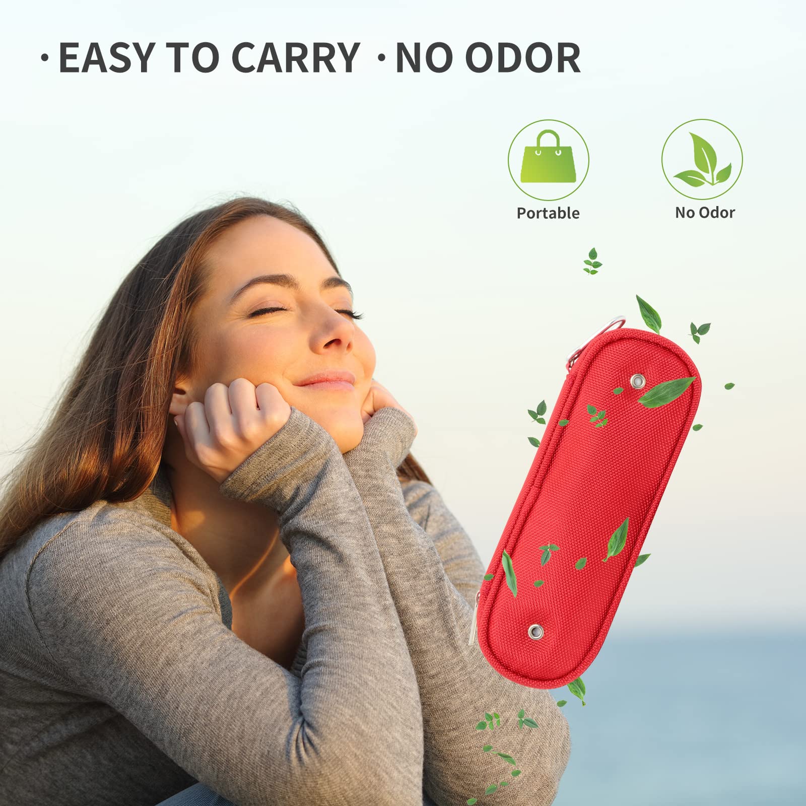 Open red case showing toothbrush and charger layout