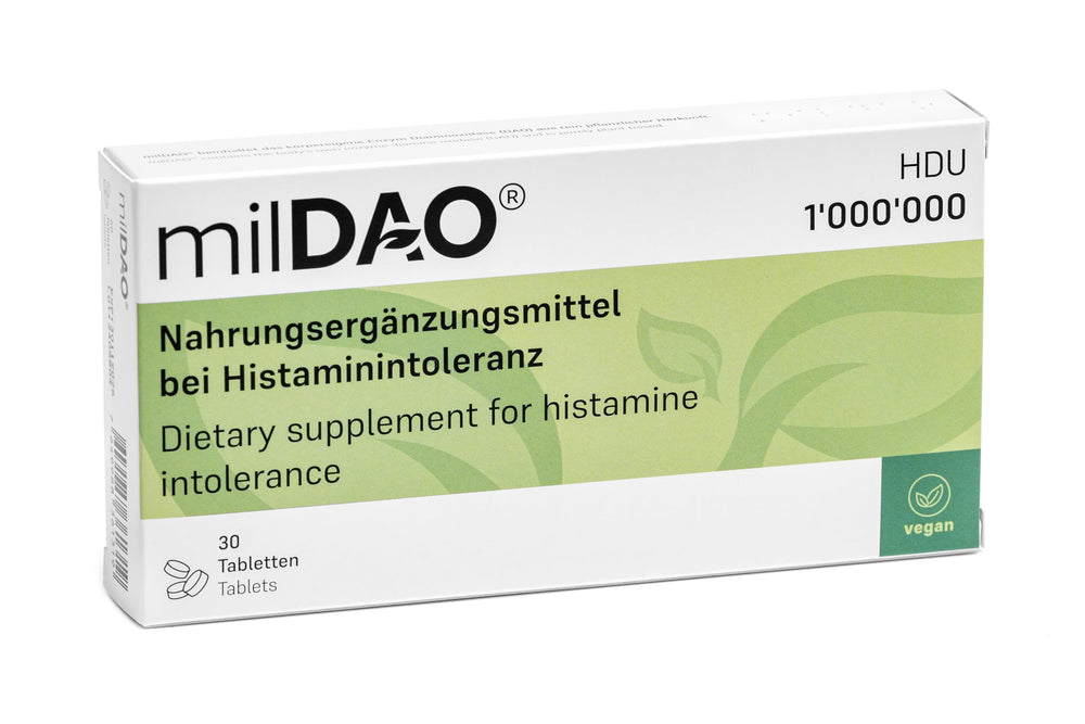 Bottle of milDAO 30 vegan tablets