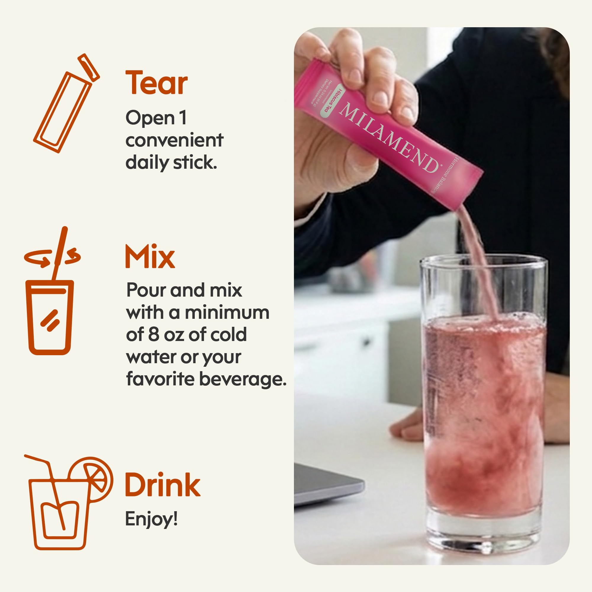milamend serving in smoothie showing blendability and versatile use in beverages