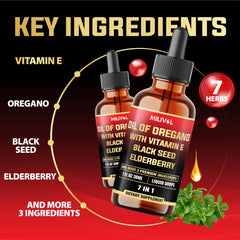 Oregano oil drops with black seed and elderberry