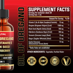 Milivol 7in1 oregano oil drops ingredients