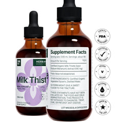 Milk Thistle liquid extract bottle label close-up