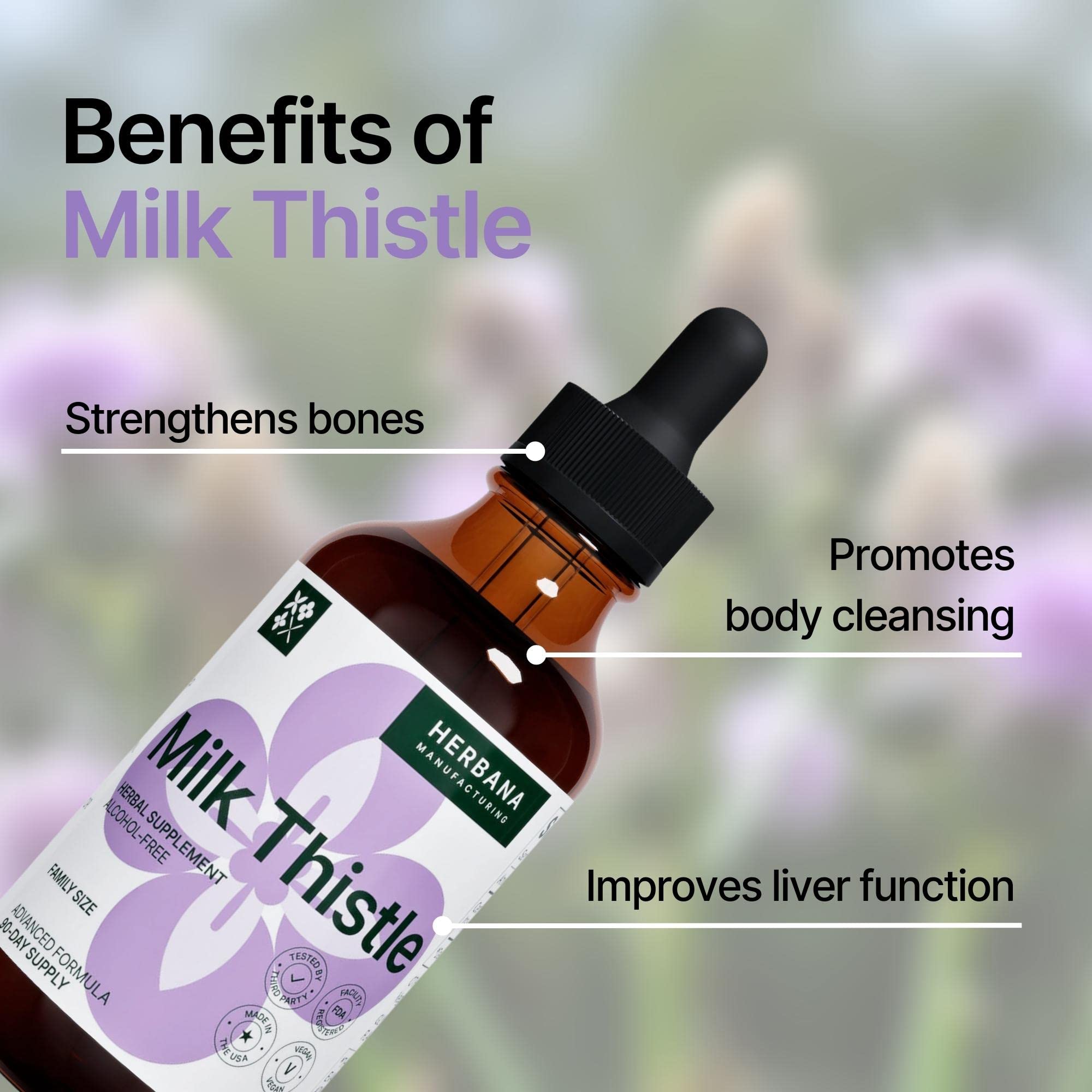 Dropper dispensing milk thistle liquid extract