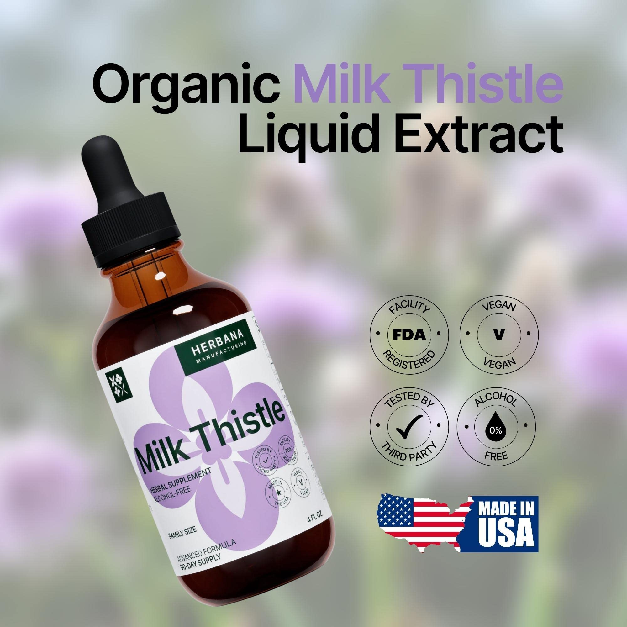 Family-size bottle of milk thistle drops – USA-made