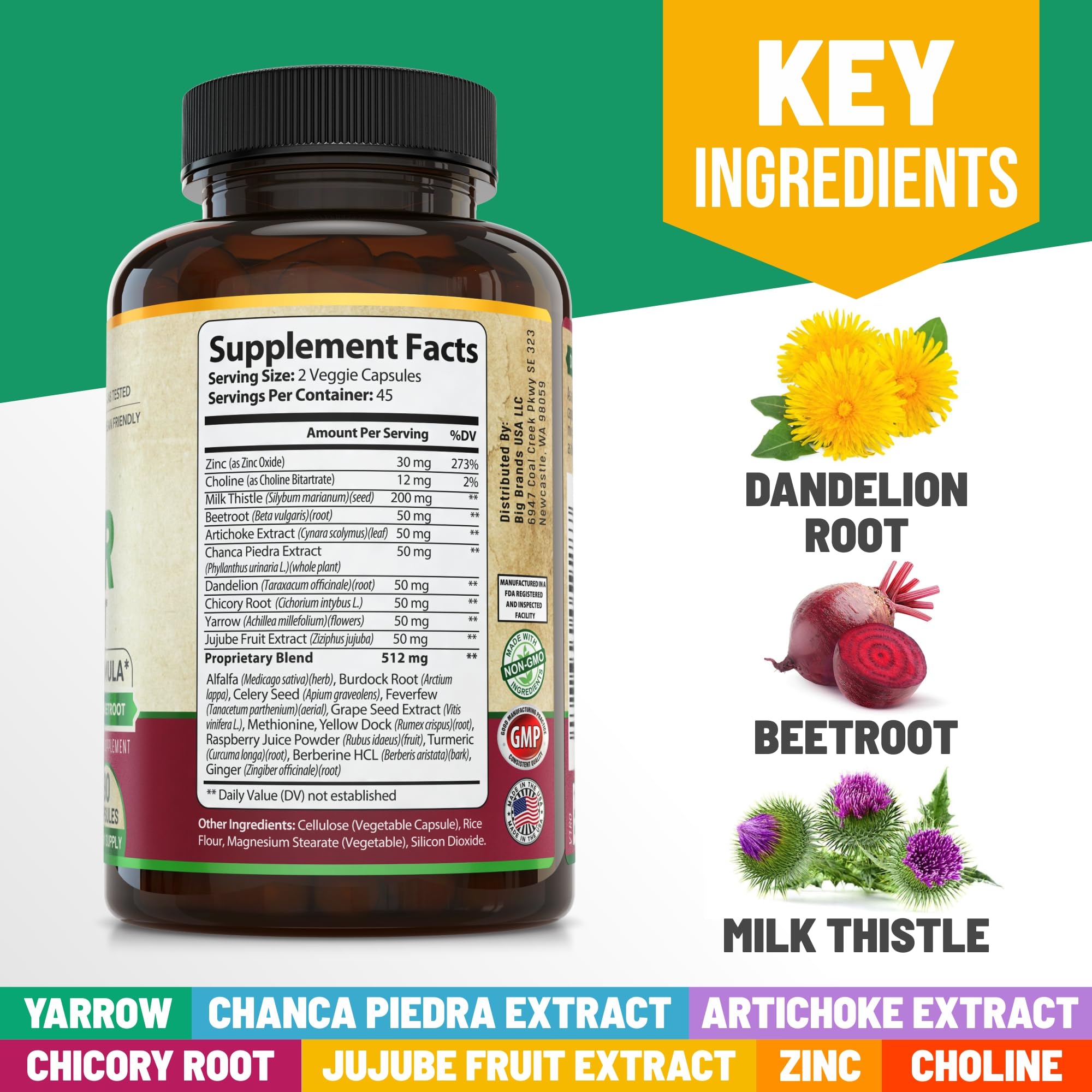 Milk thistle capsules with other natural ingredients