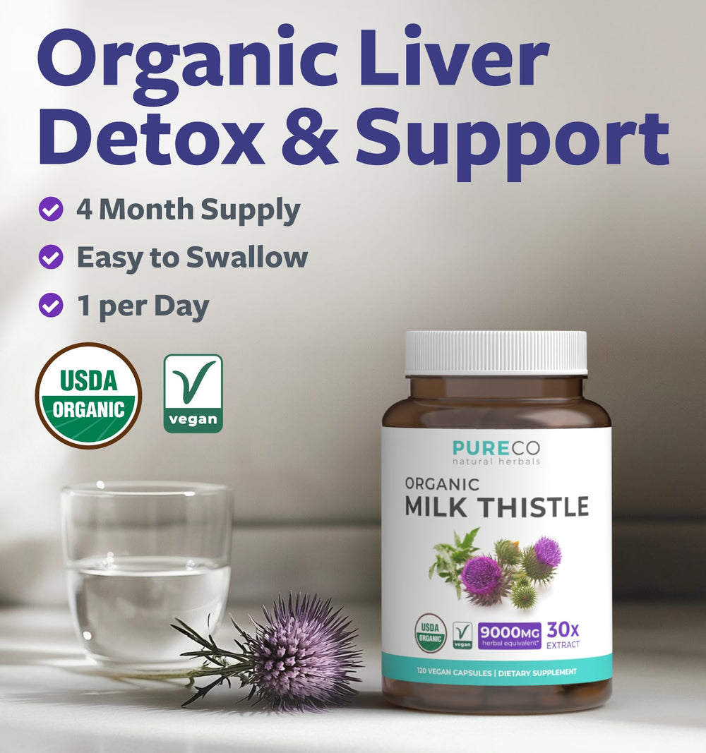 Close-up of milk thistle extract capsule showing 30:1 concentration