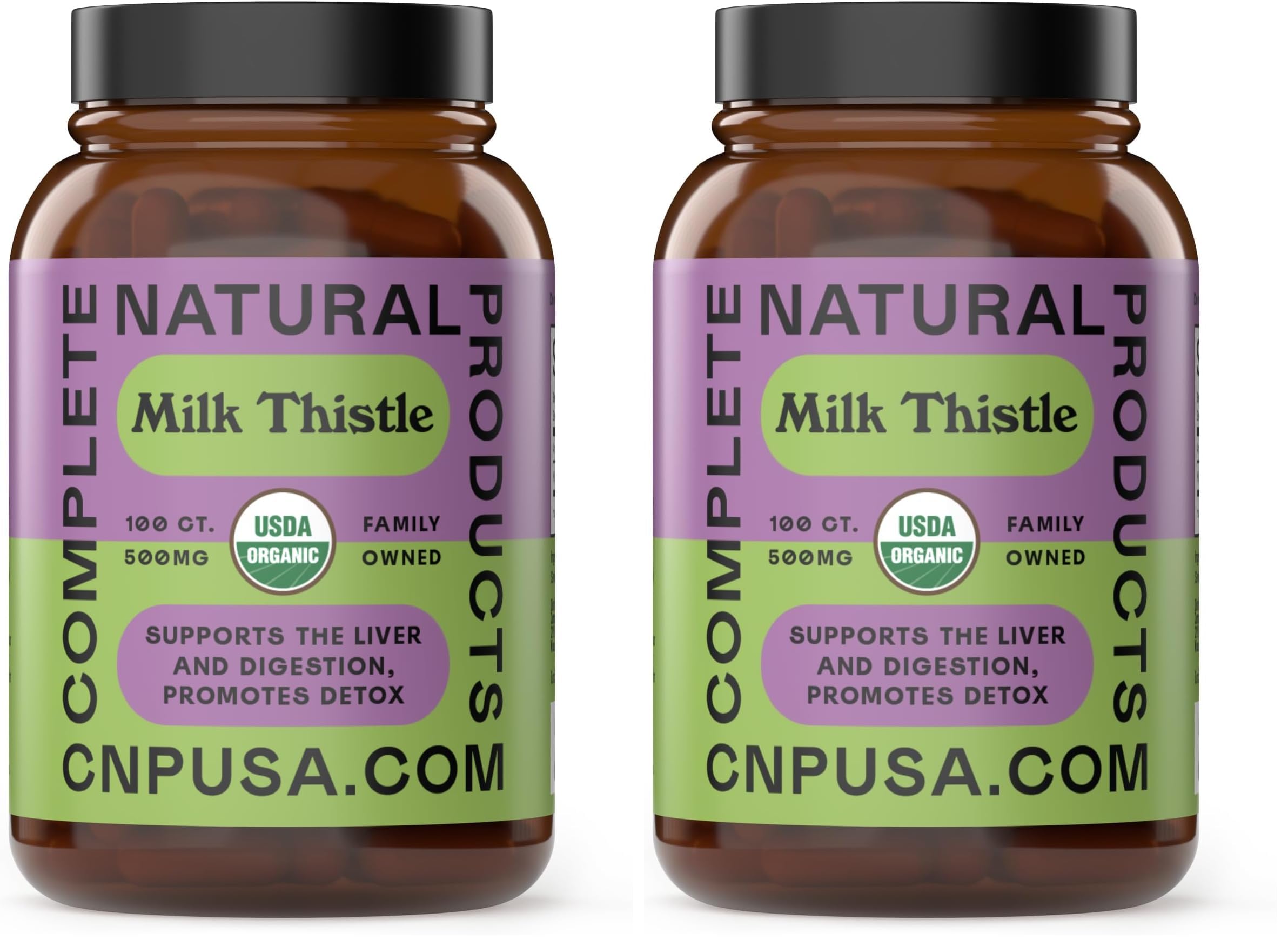 Bottle of milk thistle capsules 500 mg