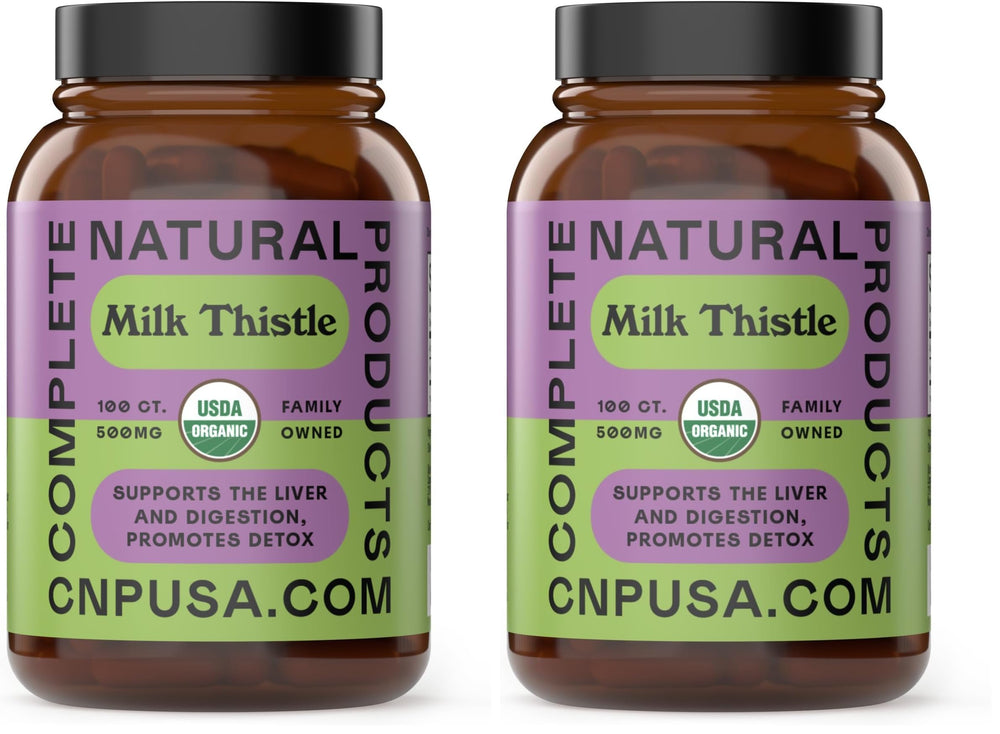 Bottle of milk thistle capsules 500 mg