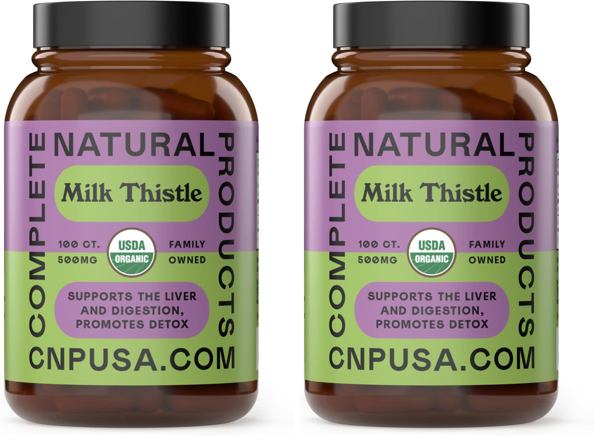 Bottle of milk thistle capsules 500 mg