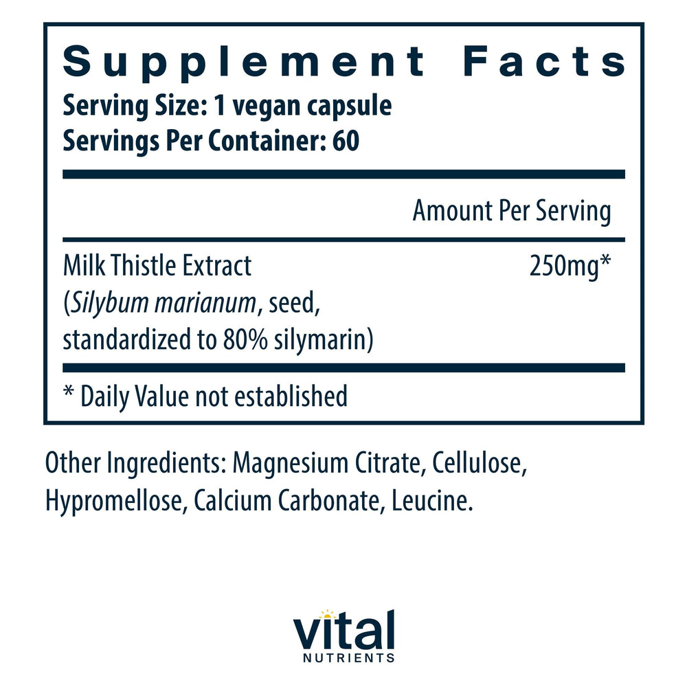 Milk thistle extract standardized to 80% silymarin for liver support