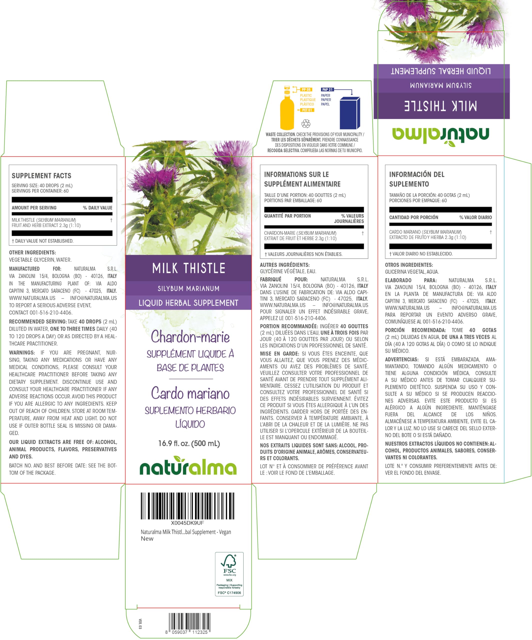 Milk thistle fruit and herb tincture drops 1:10