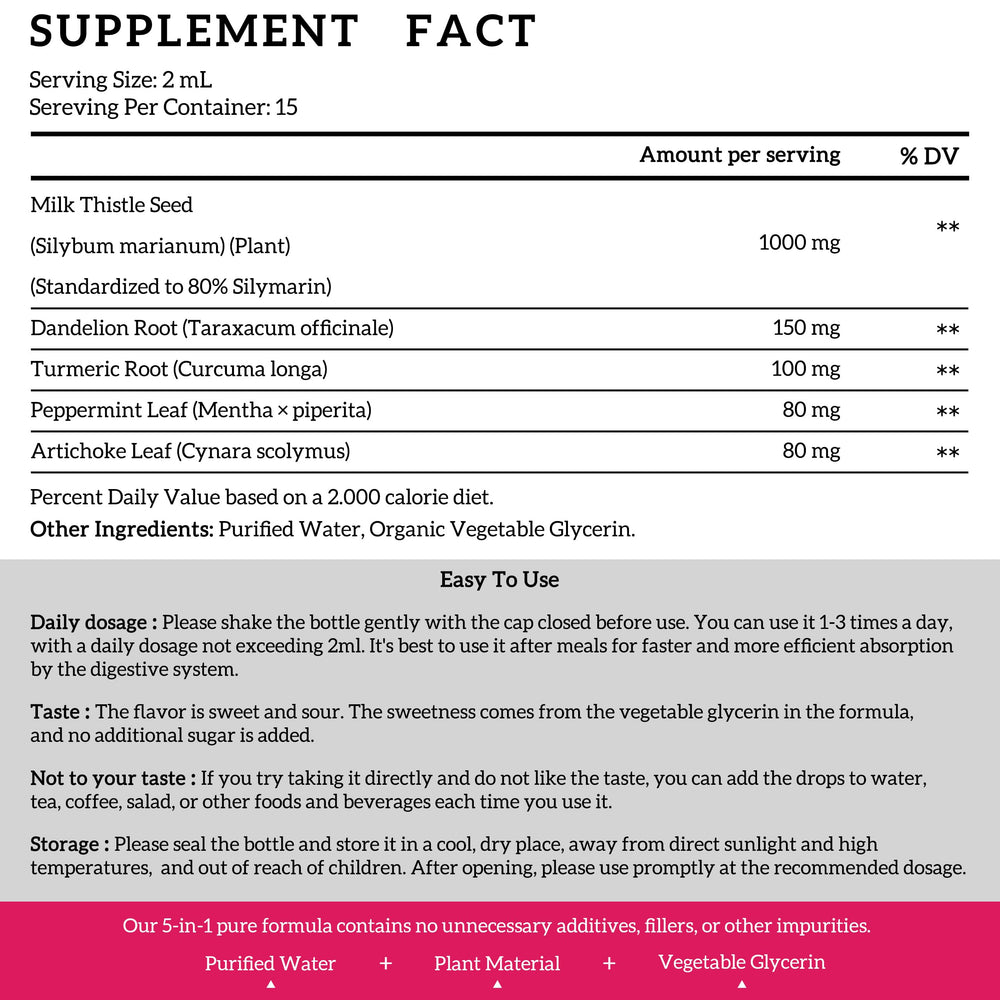Front view of the 1 fl oz Milk Thistle drops bottle with organic seal