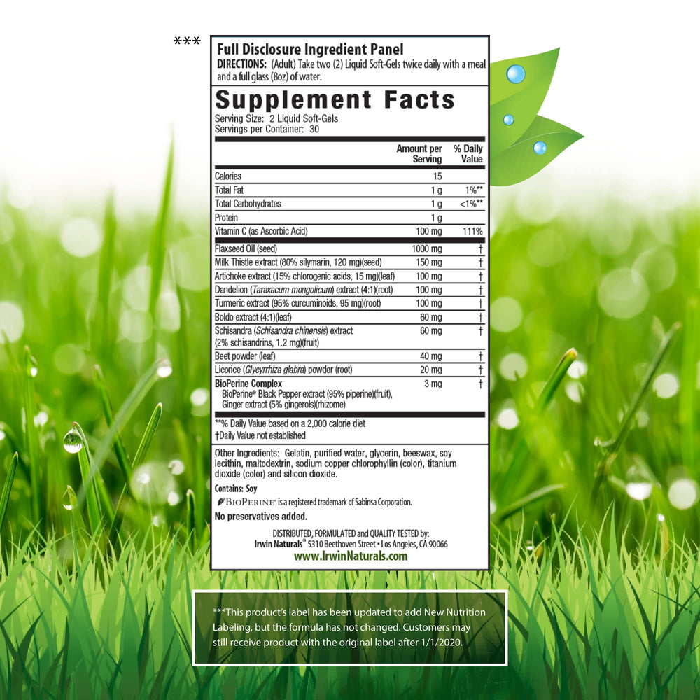 Milk Thistle Liver Detox ingredients include dandelion, artichoke, turmeric and green beet root