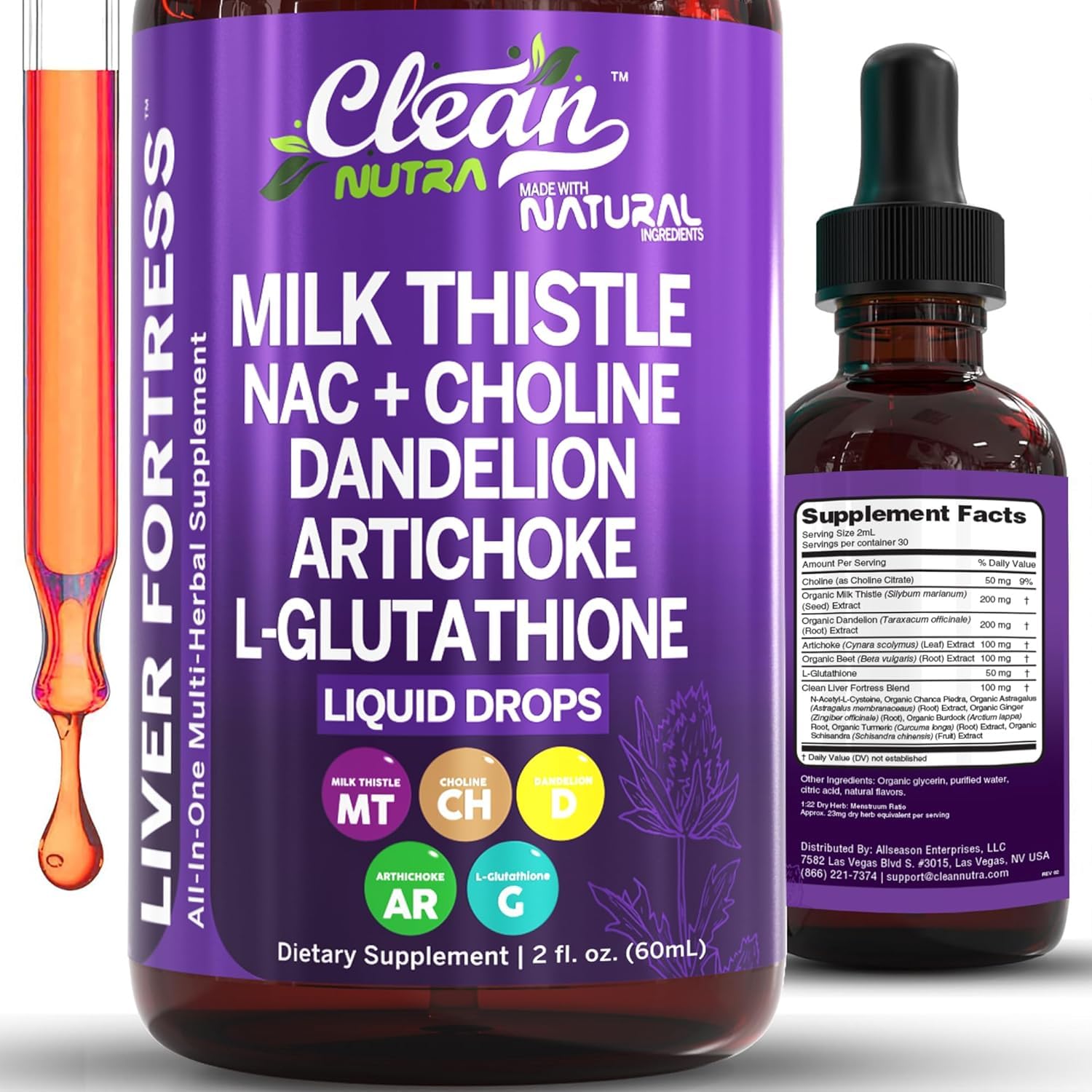 Bottle of Milk Thistle NAC Liver Detox Liquid Drops