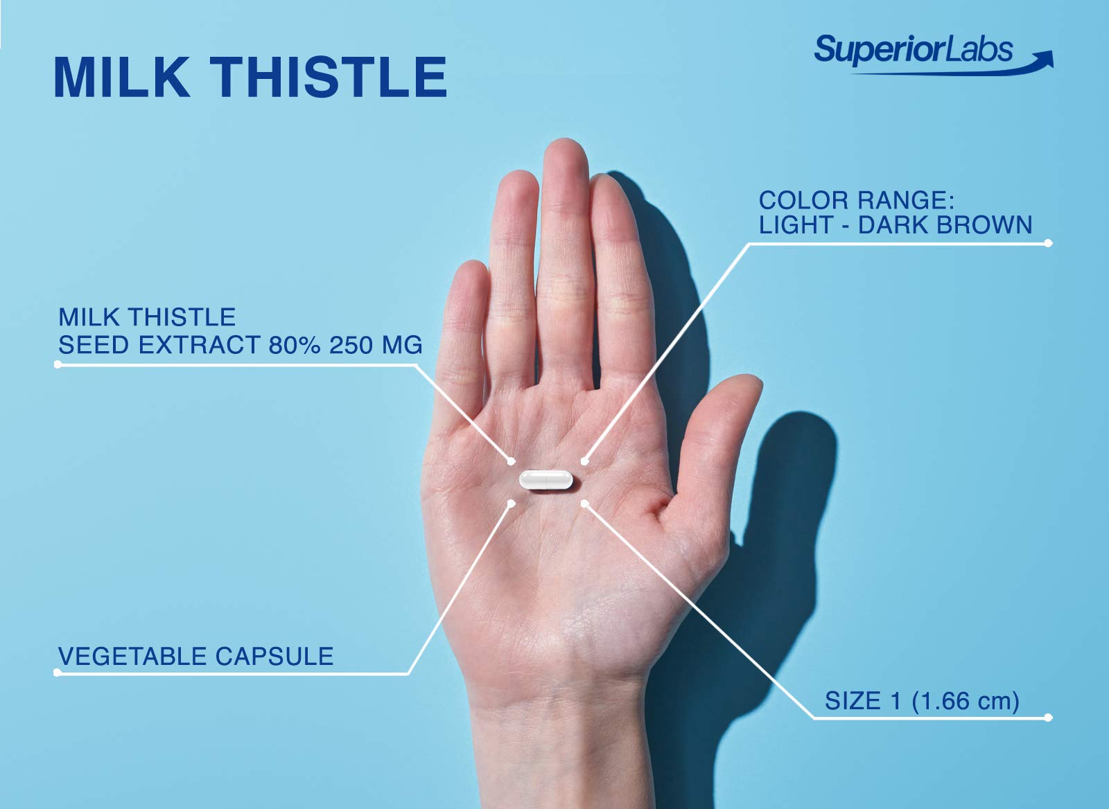 Label showing 4:1 extract and 250mg per capsule