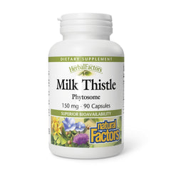 HerbalFactors Milk Thistle Phytosome bottle front view with 90 capsules