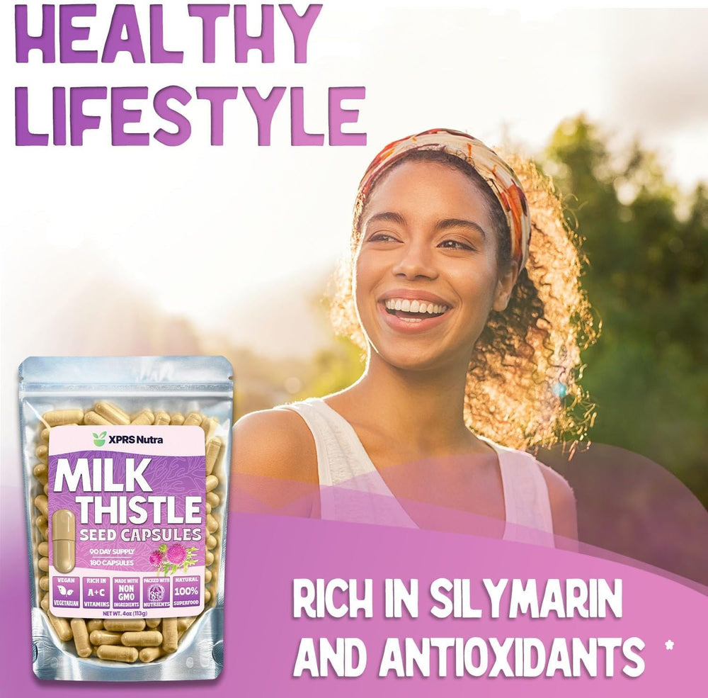 Close-up of 1000mg Milk Thistle capsules