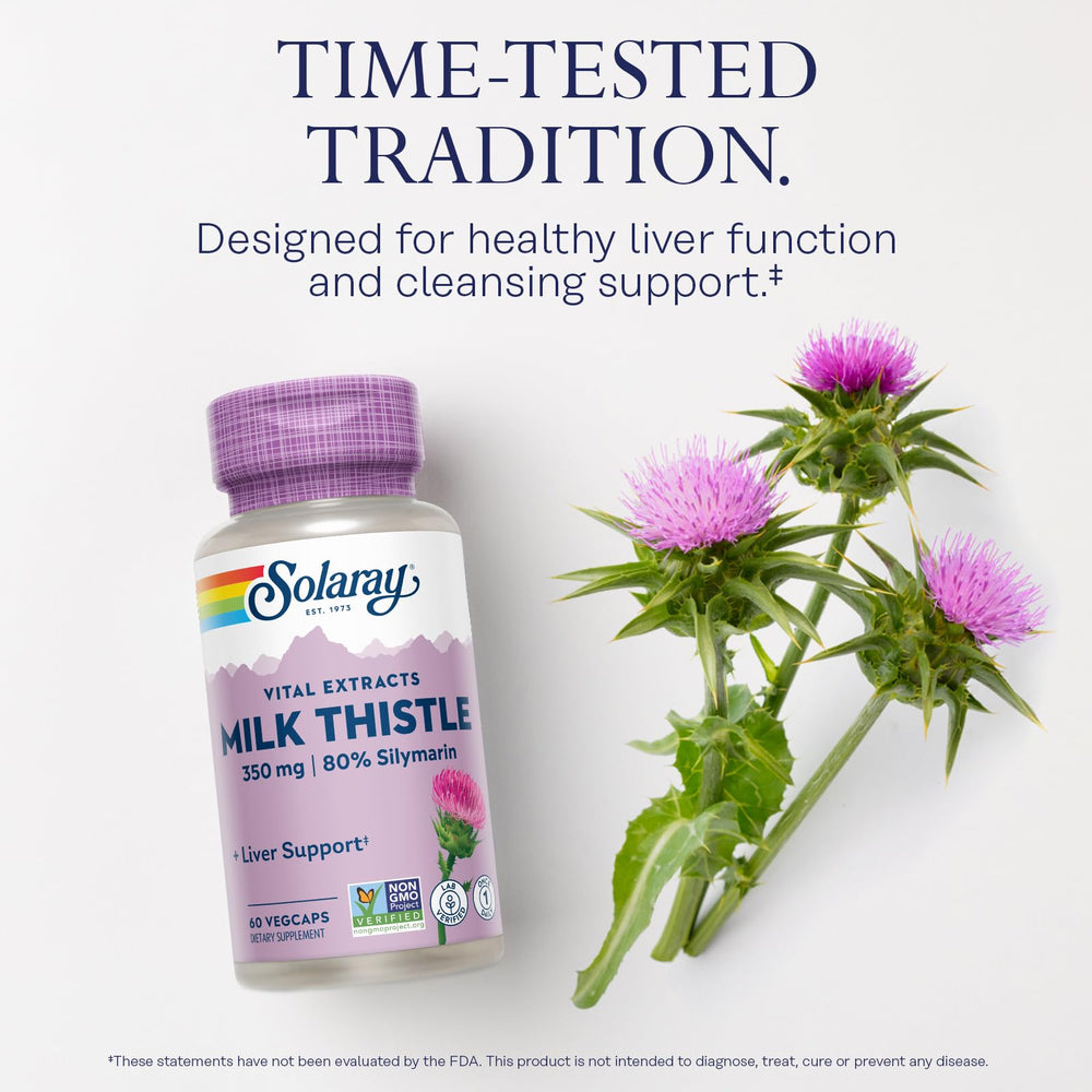 Bottle and ingredients: 350 mg milk thistle seed extract with 110 mg seed