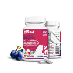 Milkaid Junior Lactase Enzyme Chewables – Grapes flavor, 60 count package