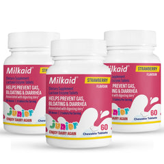 Milkaid Junior Strawberry Lactase Enzyme Chewable Tablets – 60 ct front view