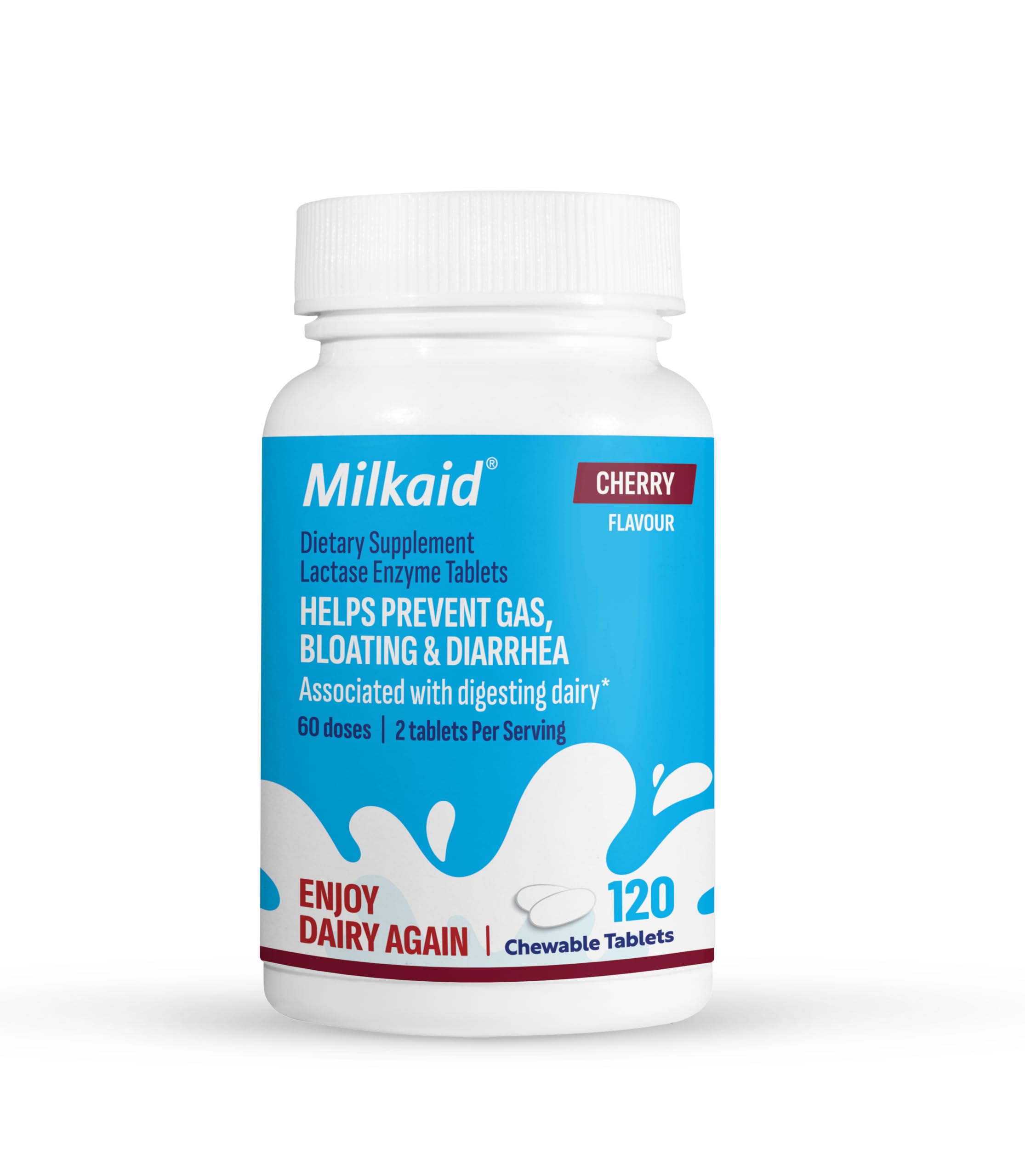 Milkaid cherry-flavored lactase enzyme chewable tablet
