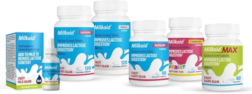 Illustration showing lactose intolerance relief with Milkaid Max 9000 ALU