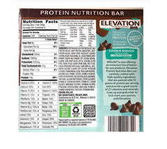Nutrition facts for Millville Elevation Protein Bars Cookie Dough flavor 1.4oz