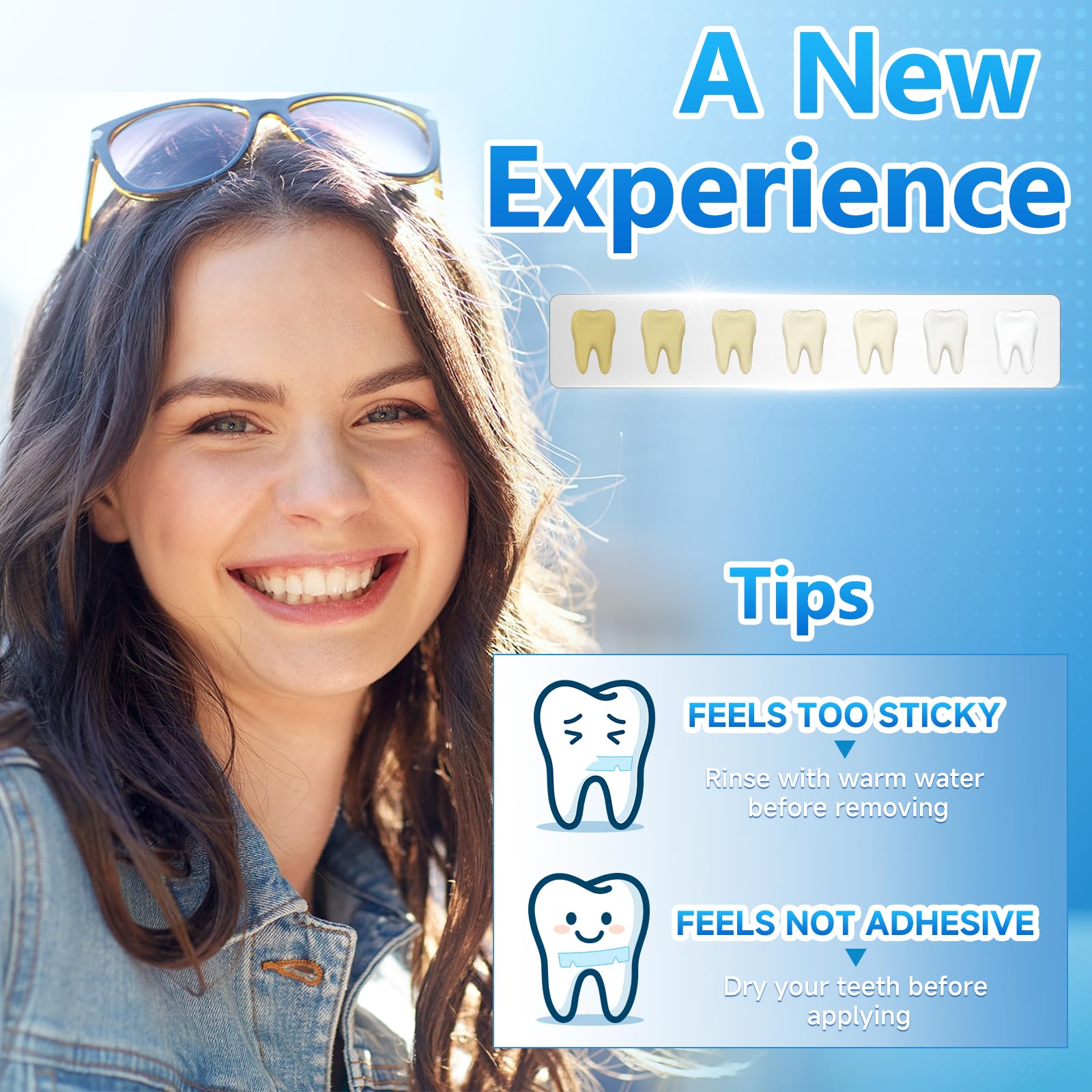 Close-up of Milumber Whitening Strips on teeth