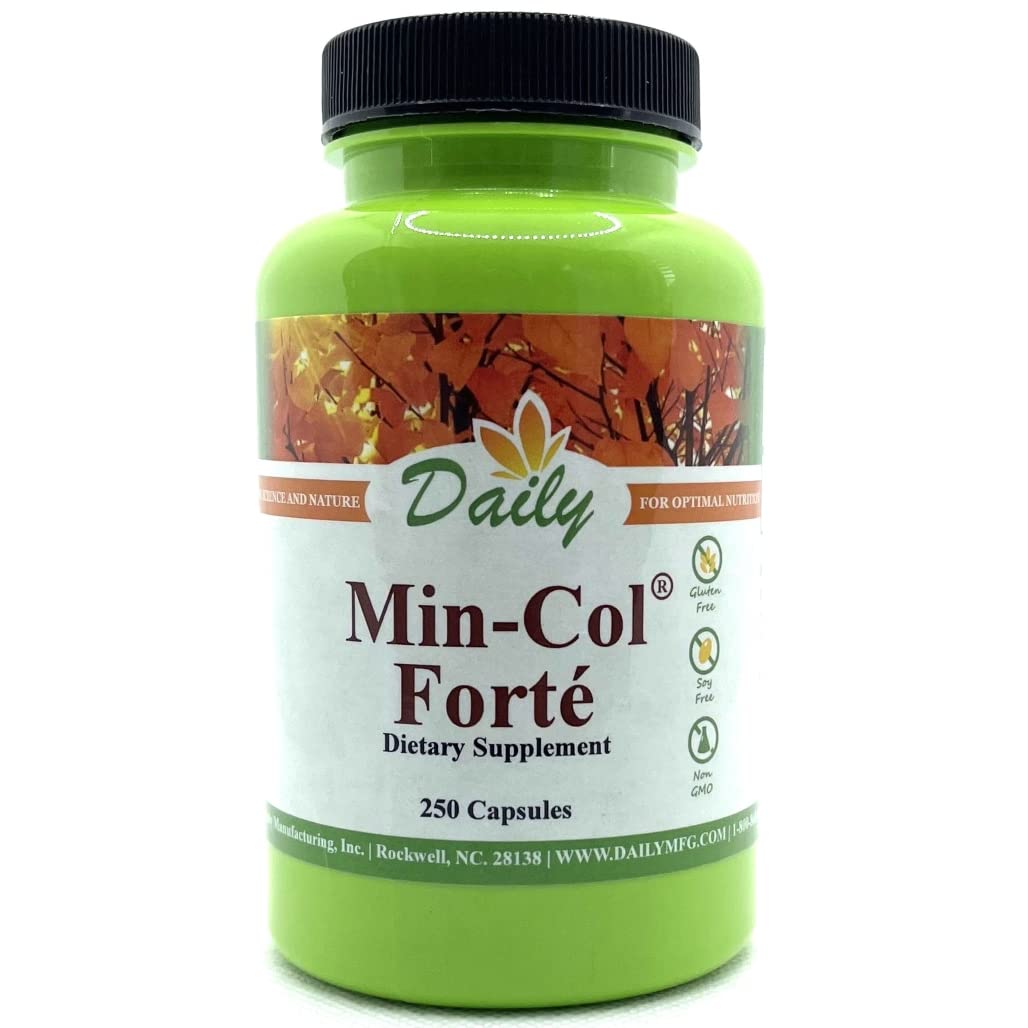 Min-Col Forté soft rock phosphate and calcium gluconate capsules — 250 vegetarian capsules per bottle