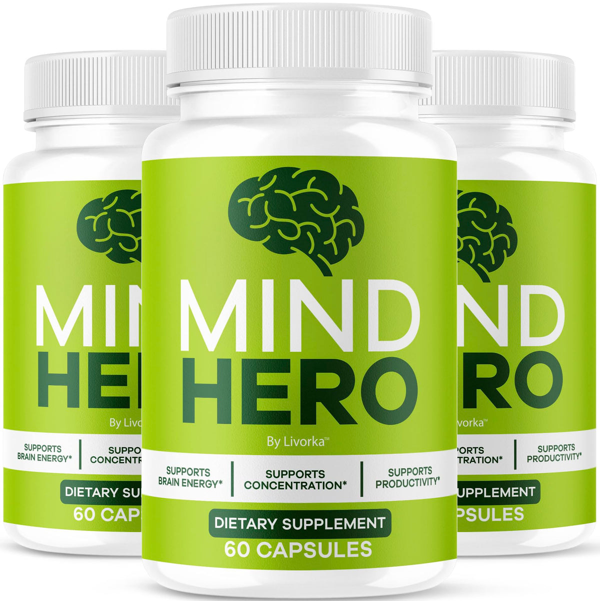 Mind Hero Capsules 3-Pack bottle front view