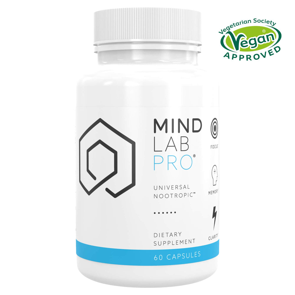 Close-up of nootropic capsules featuring L-Theanine, B vitamins, and Citicoline