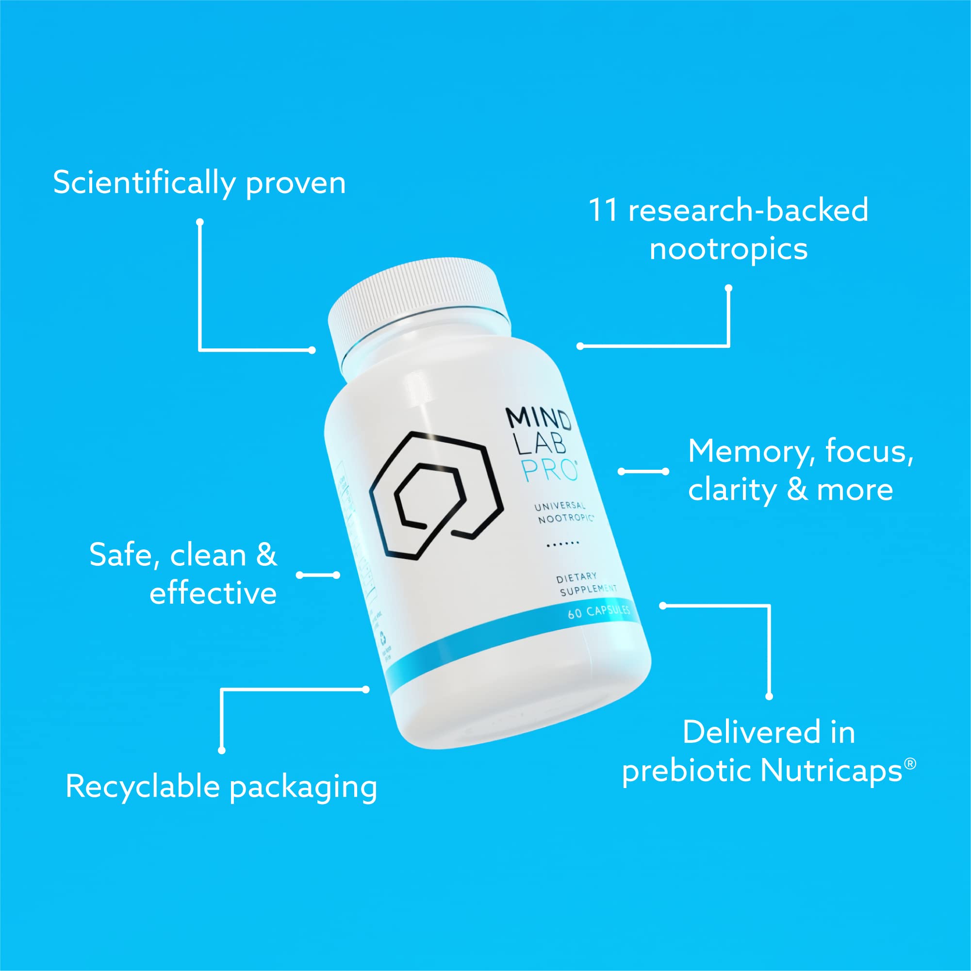 Brain health concept with focus and energy icons