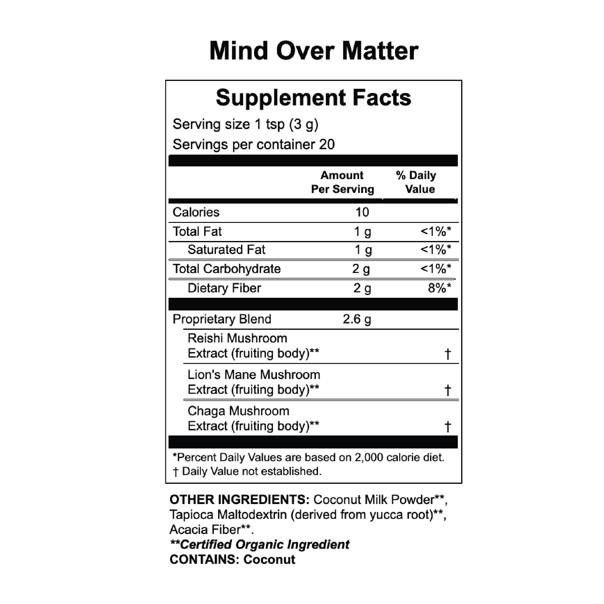 Mind Over Matter jar next to a cup of tea for focus and calm