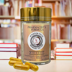 MindBoost bottle label highlighting pharmacist formulated formulation.