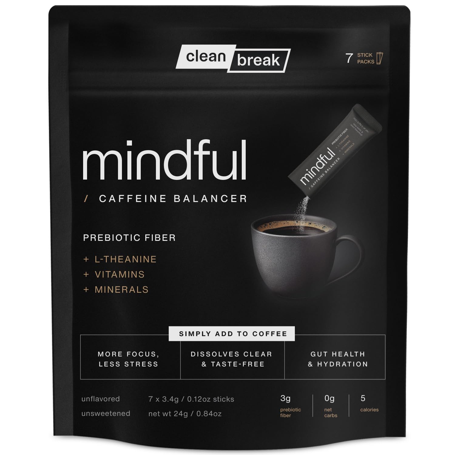 Mindful Tasteless Prebiotic Fiber for coffee packaging