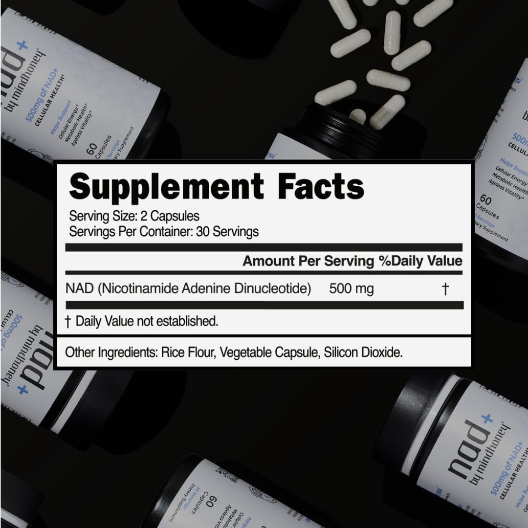 Capsules of Mindhoney NAD+ brain supplement