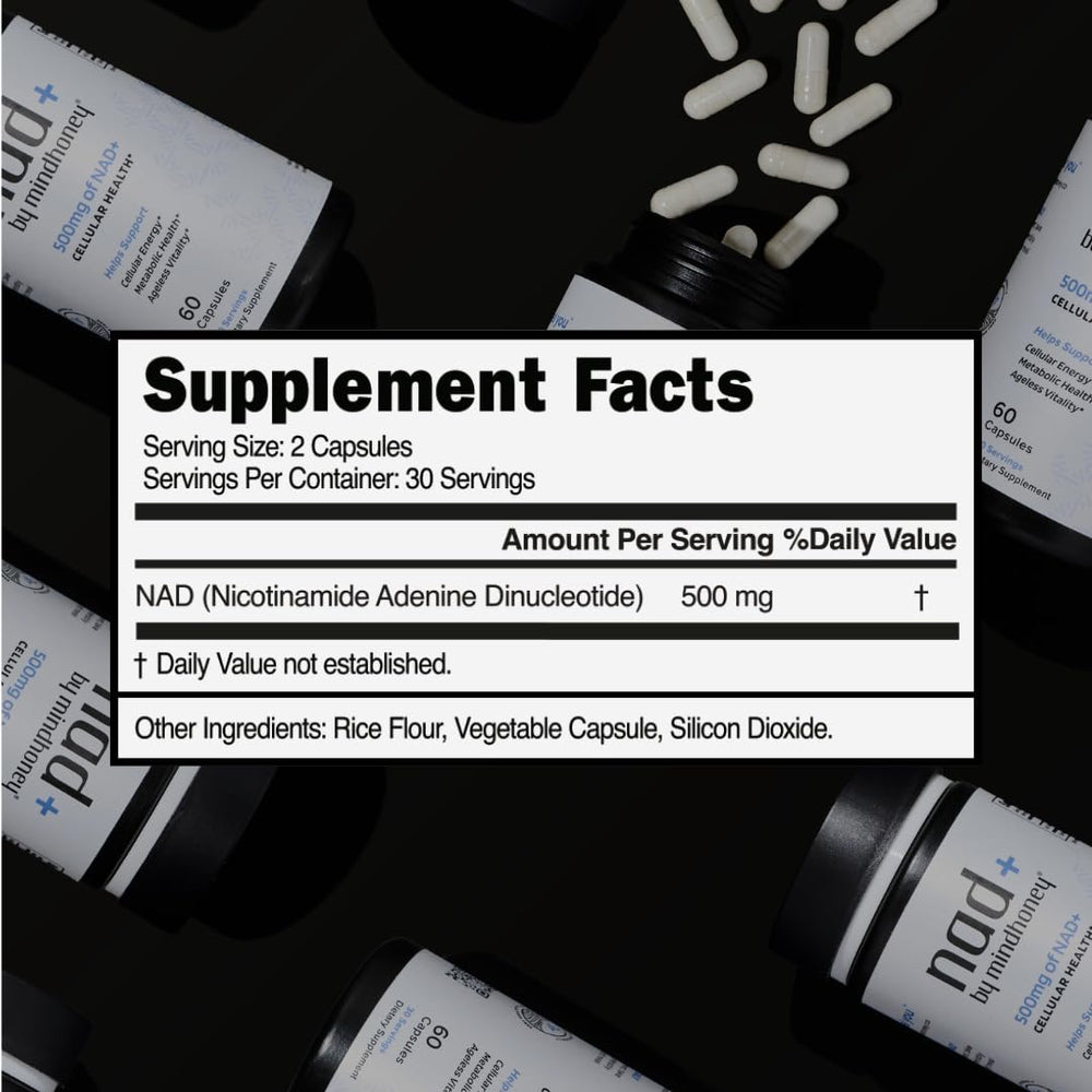 Capsules of Mindhoney NAD+ brain supplement