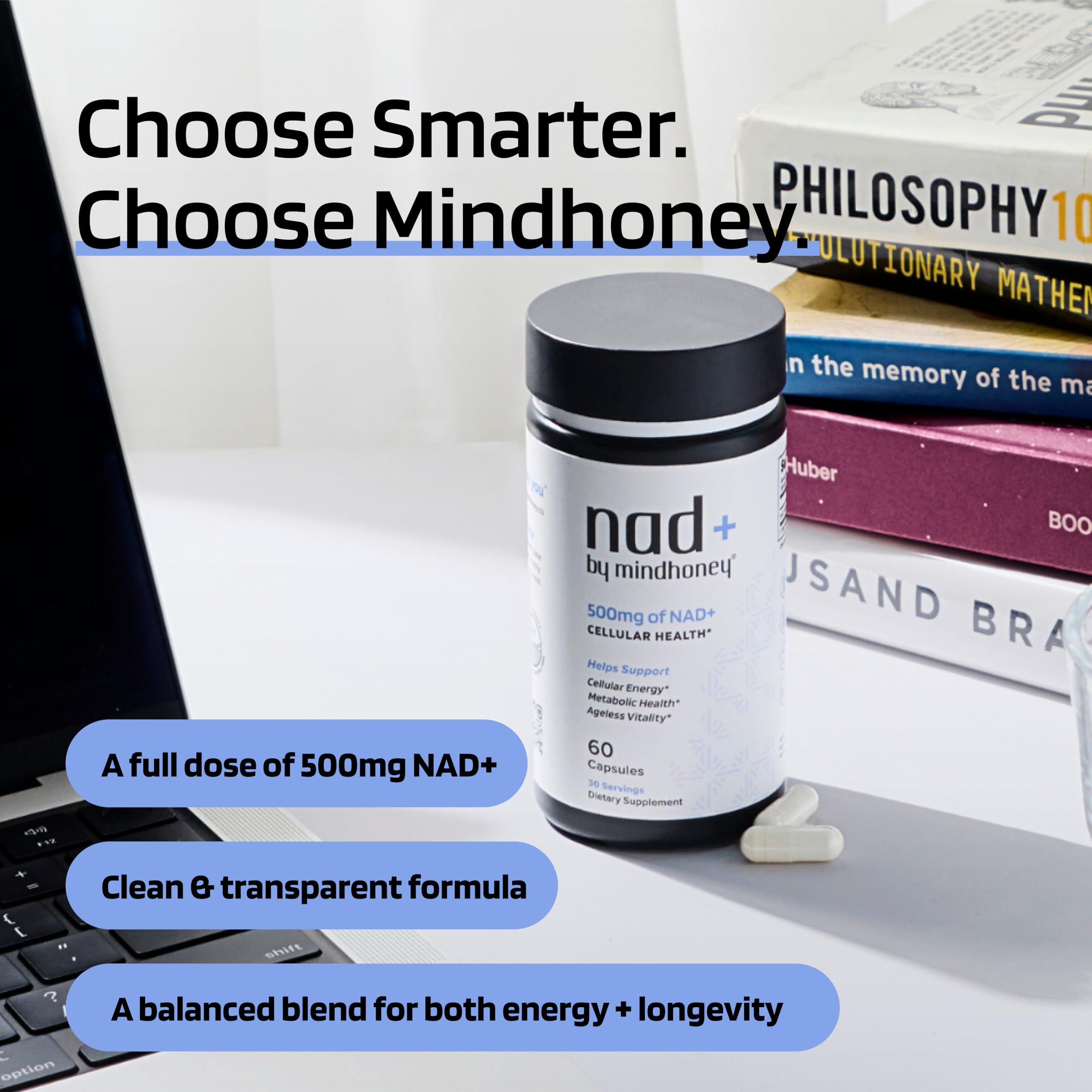 Mindhoney NAD+ product label close-up