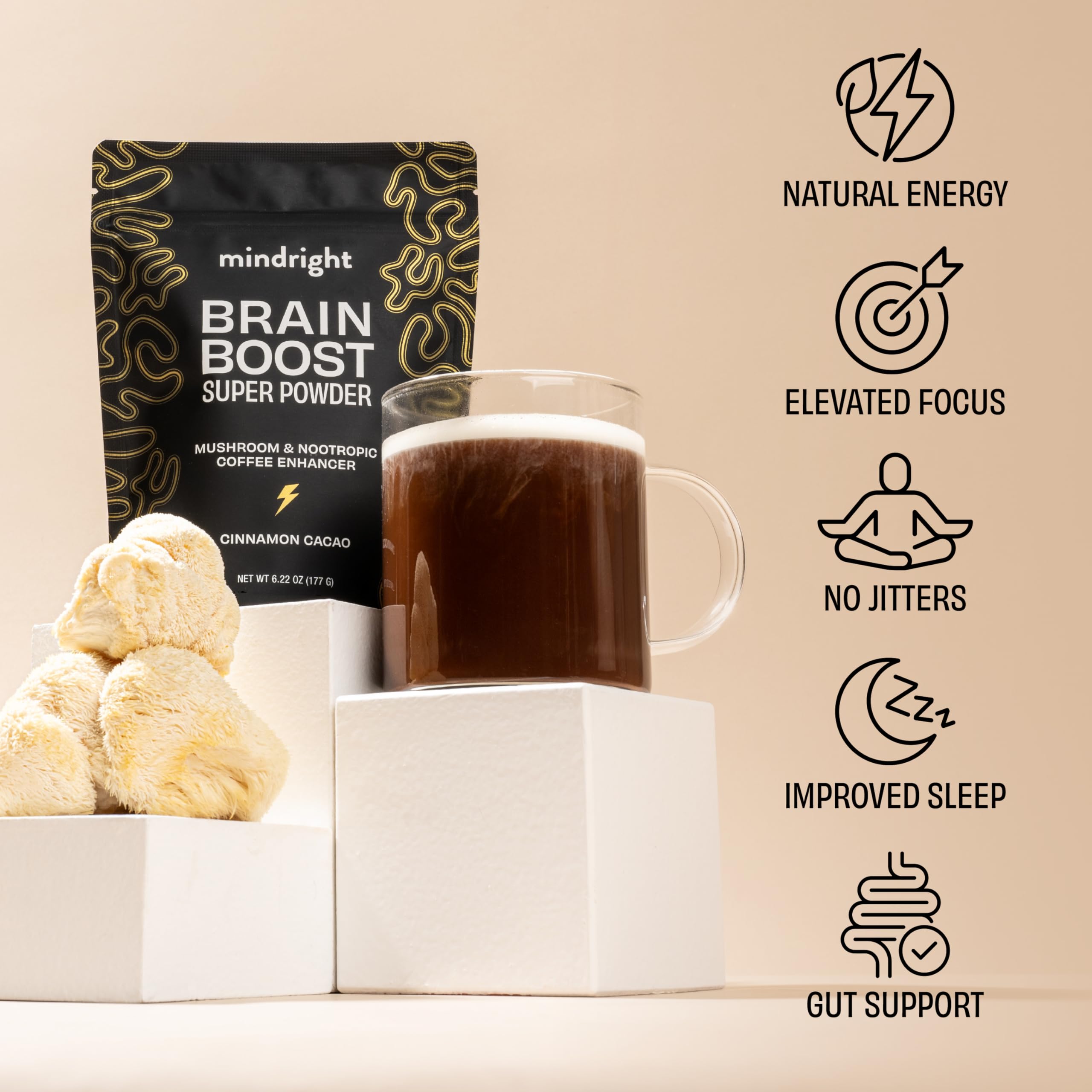 Pouring MindRight Brain Boost into hot coffee
