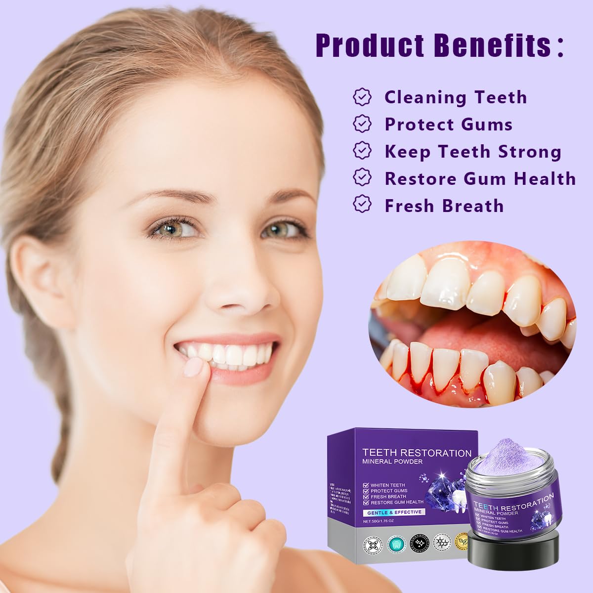 Toothbrush applying mineral tooth powder